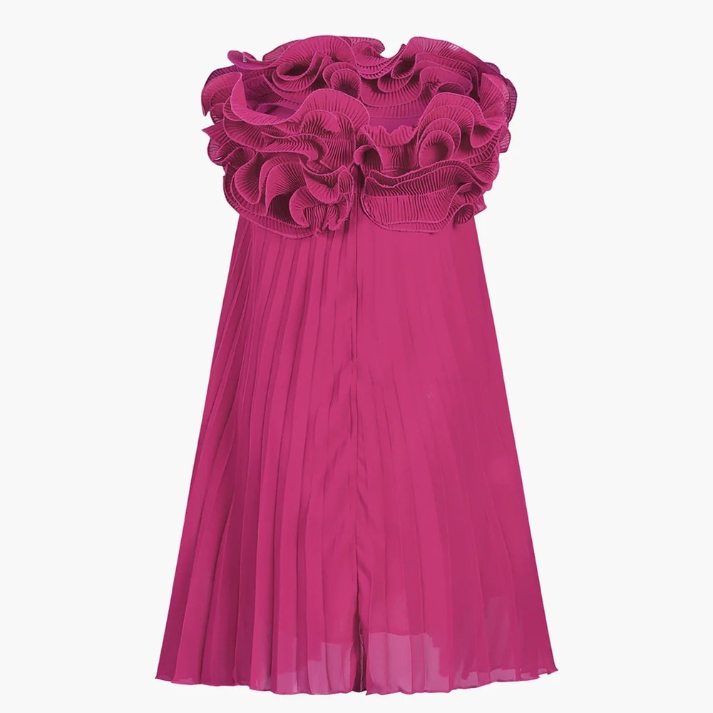 Commense Strapless Fuchsia Ruffle Dress - Picture 4 of 5